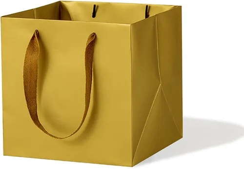 Vista 13 de Bolsa de regalo de papel naranja de 4 pulgadas Caja de papel Bolsas de papel kraft pequeñas con fondo cuadrado con asas para boda, baby shower