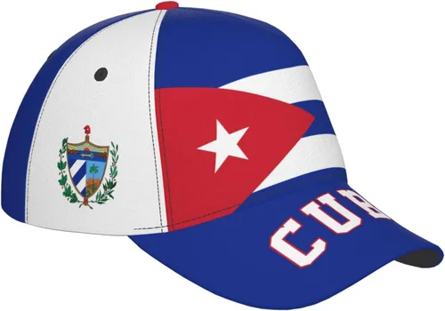 Vista 8 de Gorra de béisbol cubana con la bandera de Cuba, gorra de fútbol con impresión completa para adultos, color negro, Negro