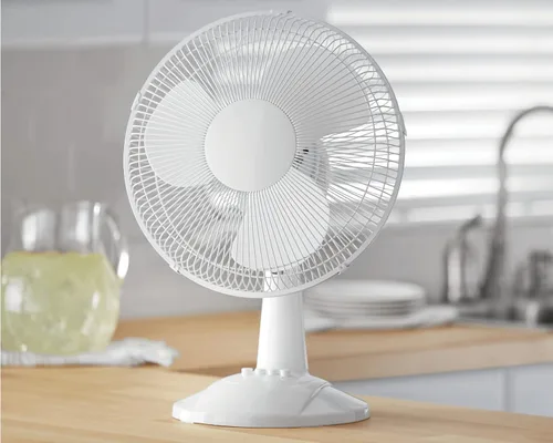 Vista 2 de Deahun Mainstays - Ventilador de mesa oscilante de 3 velocidades de 12 pulgadas, FT30-8MBB, negro (blanco)