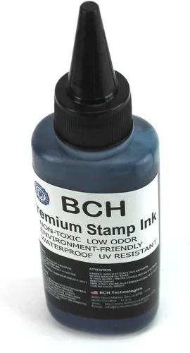 Vista 2 de BCH Recambio de tinta de sello negro premium Fórmula de tinta permanente e impermeable de secado rápido para sellos de goma autoentintados