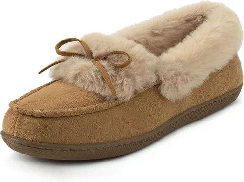 Vista 8 de RockDove Pantuflas tipo mocasín de microgamuza con forro de piel sintética para mujer