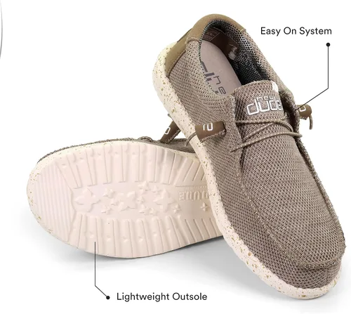 Vista 4 de Hey Dude Wally Sox Slate - Mocasines con cordones para hombre, cómodos y ligeros, Camello