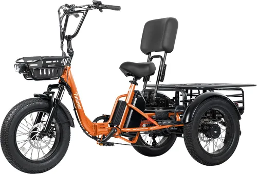 Vista 12 de Folding Electric Tricycle for Adults 2 Seater, 20MPH 100 Miles 4" Wide Fat Tire Electric Trike, 3 Wheel Electric Bike 1200W, 48V 20AH Battery