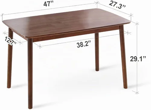 Vista 2 de Livinia Aslan Mesa de comedor rectangular de madera de roble malayo de 47 pulgadas, escritorio de cocina de madera maciza (nogal)