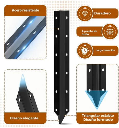 Vista 4 de SDSNTE Paquete de 10 estacas de reparación de postes de valla – Kit de soporte de poste de valla de acero resistente de 14 GA, kit de fácil