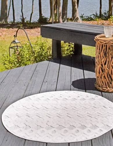 Vista 11 de Unique Loom Alfombra de área de la colección texturizada Trellis para exteriores, color osage, 2 x 3 pies, rectangular, color aguamarina