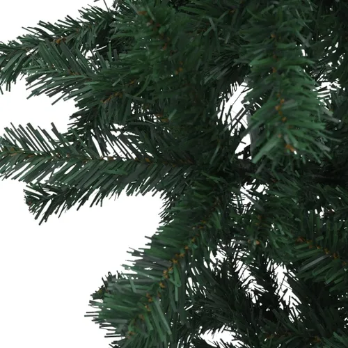 Vista 5 de Árbol de Navidad artificial verde al revés de 5 pies con 150 luces LED y bolas de Navidad doradas, árbol de Navidad artificial completo