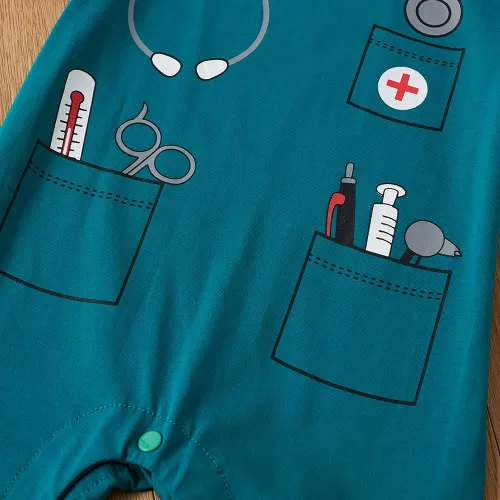 Vista 5 de Disfraz de médico de Halloween para bebé niño niña recién nacido (0-3 meses, azul)