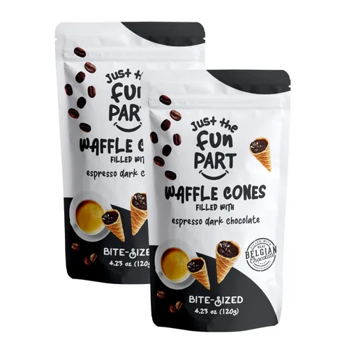 Vista 13 de Just The Fun Part Mini conos de gofre crujiente de tamaño bocado Rellenos con chocolate belga premium Excelentes para bocadillos, postres