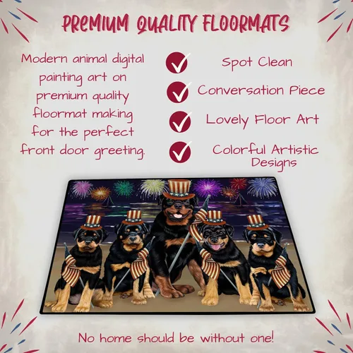 Vista 5 de Doggie of the Day Rottweiler Dogs Floor Mat - 4th of July Independence Day - Best Dog Doormat - Protector Decor - Unique Portrait Art - Premium