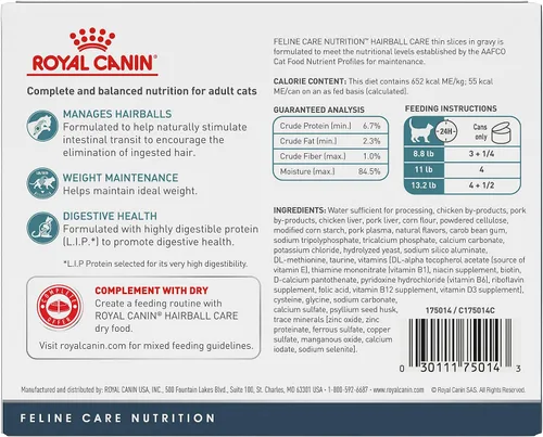 Vista 2 de Royal Canin Feline Care Nutrition Hairball Care - Alimento para gatos en salsa, 3 onzas (paquete de 6)