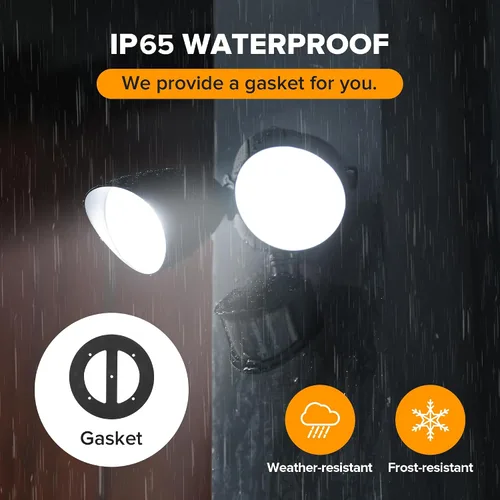 Vista 6 de UME Paquete de 2 Luces LED de Seguridad de 32W 3500 Lúmenes con Sensor de Movimiento para Exteriores, Luz Diurna 5000K, IP65 Impermeable, del Negro