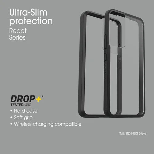 Vista 5 de OtterBox Funda para Galaxy S22 Prefix Series, cristal negro (negro/transparente), ultrafina, apta para bolsillo, bordes elevados que protegen