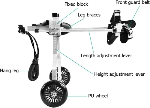 Vista 3 de Adjustable Dog Wheelchair - Hind Leg Support Cart, Vet Approved for Rehabilitation & Mobility, Fits Dogs 1-25kg, Enhance Quality of Life & Mobility