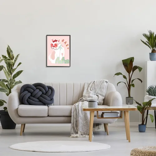 Vista 2 de Stupell Industries Bae Heart Sentiment - Boina parisina de bulldog francés, diseño de Daphne Polselli, arte de pared enmarcado negro, 16.0 x 20.0in