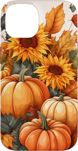 Vista 4 de iPhone 16 Nice Art Of Fall Pumpkins, Sunflowers, And Autumn Leaves Case