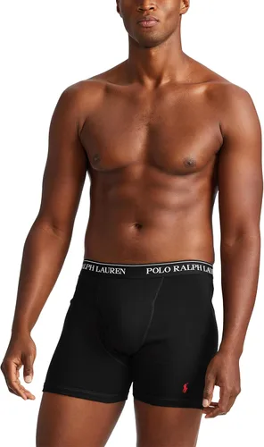 Vista 2 de POLO RALPH LAUREN Calzoncillos tipo bóxer de algodón de ajuste clásico para hombre, calzoncillos tipo bóxer de pierna larga, paquete de 3
