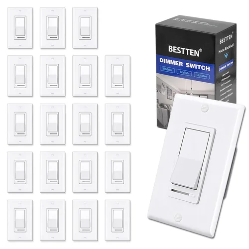 Vista 10 de BESTTEN Paquete de 2 interruptores de luz de pared con atenuador de almendra, compatible con LED regulable, CFL, bombilla incandescente y halógena