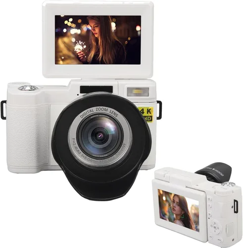Vista 10 de Cámara digital 4K, 3 pulgadas, 48 MP, 16X, zoom de 180°, cámara de vlogging antivibración con función de belleza facial, para adolescentes, adultos