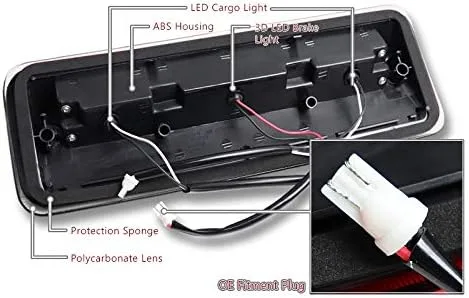 Vista 4 de Repuesto para Ford F150 F-150 2004 - 2008 / 2004 - 2008 Ford Lobo / Lincoln Mark LT rojo/blanco LED humo lente alta montaje tercera luz de freno