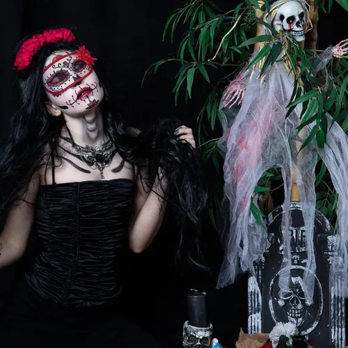 Vista 7 de KEPATO Ferytyj - Máscaras del Día de los Muertos para mascarada, Mardi Gras, máscara de mascarada para mujeres, máscara del Día de los Muertos