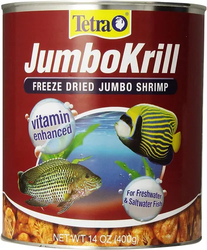 Vista 4 de Tetra JumboKrill - Camarones gigantes liofilizados de 3.5 onzas, golosinas de camarones naturales para peces de acuario, rojo (16198)
