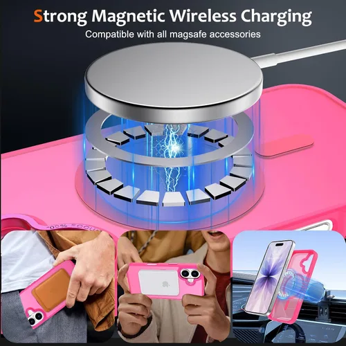 Vista 1366 de Anuck - Funda magnética para iPhone 11 compatible con MagSafe, carcasa trasera mate translúcida dura, borde de TPU, delgada, resistente a impactos