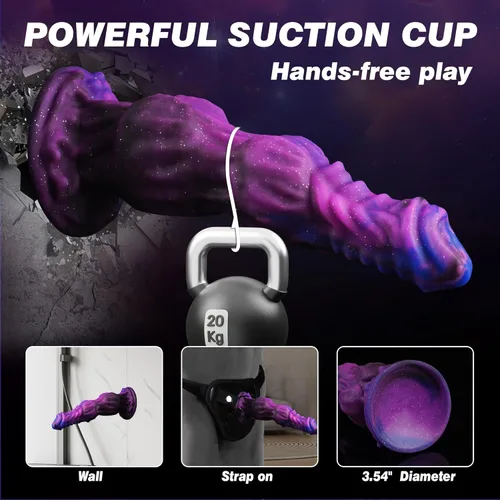 Vista 6 de Consolador Monstruo Fantasía Caballo de 9.6 pulgadas con 2 Nudos Grandes, Consoladores de Nudo Enorme Gruesos Estilo Perro Dragón con Ventosa