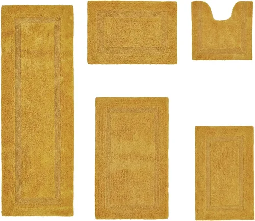 Vista 237 de Better Trends - Juego de 2 alfombras de baño 100% algodón, extra suaves, con borlas, de 17" x 24", alfombra de baño superabsorbente y reversible