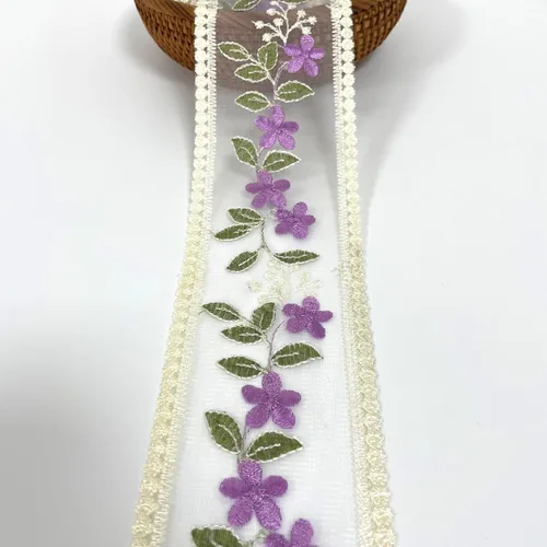 Vista 11 de Cinta de encaje, delicada cinta de bordado de algodón para decoración de bodas/novia, costura de manualidades, decoración del hogar, 10 yardas Beige