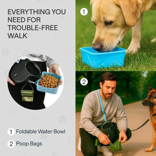 Vista 7 de Correa retráctil para perros pequeños de hasta 33 libras – 10 pies de largo manos libres plomo para perros – Correa reflectante resistente