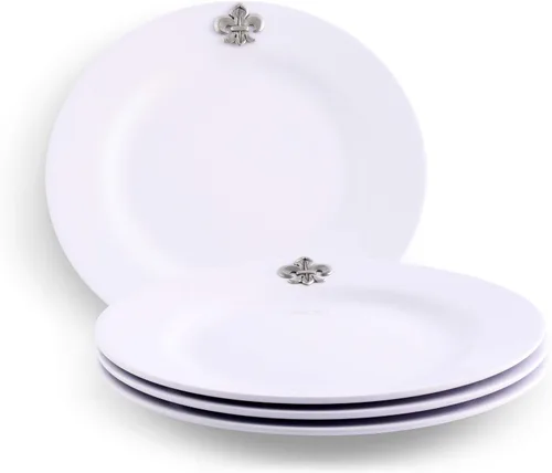 Vista 10 de Arthur Court Abeja de peltre de 4 piezas en plato de melamina pesado y duradero, para uso en interiores y exteriores, fiesta y uso diario, vajilla