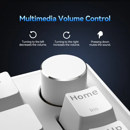 Vista 4 de TECKNET Teclado para juegos con cable, retroiluminación RGB 65% teclados con estructura de junta, teclado mecánico USB C tiene 20 efectos