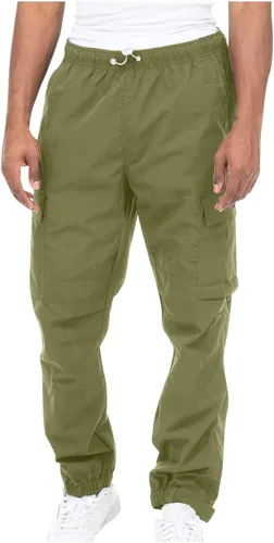 Vista 2 de Cargo Pants for Men Baggy Big and Tall Linen Drawstring Sweatpants Casual Hiking Jogger Athletic Straight Pant Pocket