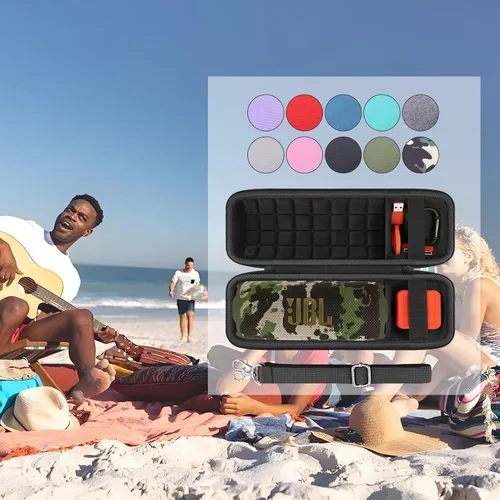 Vista 9 de co2CREA Funda de viaje rígida de repuesto para JBL Flip 7 Flip 6 FLIP 5 Altavoz Bluetooth portátil impermeable (funda de camuflaje negro)