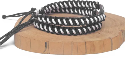 Vista 4 de Pulsera de béisbol 2 piezas para hombres, mujeres y niños Elegante pulsera deportiva trenzada Regalo de espíritu de equipo para niños y niñas