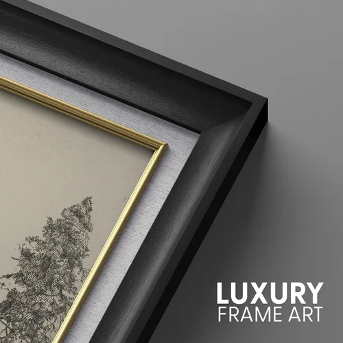 Vista 5 de SIGNWIN Arte de marco de alta calidad, elegante, vintage, ilustraciones de dibujo de árbol, arte fino, arte tradicional icónico para sala de estar