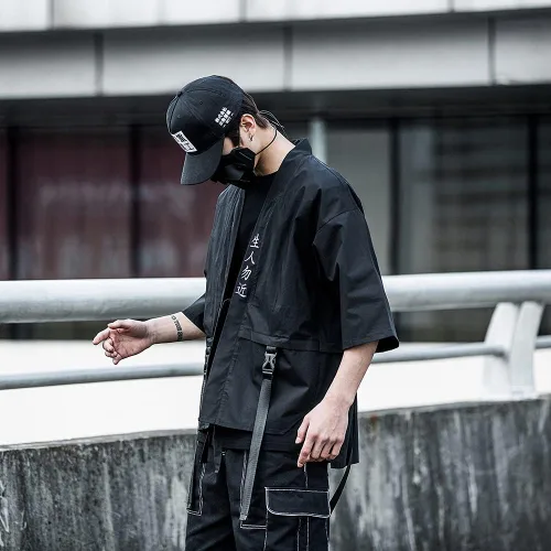 Vista 5 de Niepce Inc Cárdigan tipo kimono samurái japonés para hombre