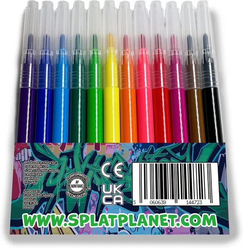 Vista 2 de Splat Planet Paquete de recarga lavable de 12 colores para bolígrafo de graffiti, bolígrafo aerógrafo para niños - pintura y coloración