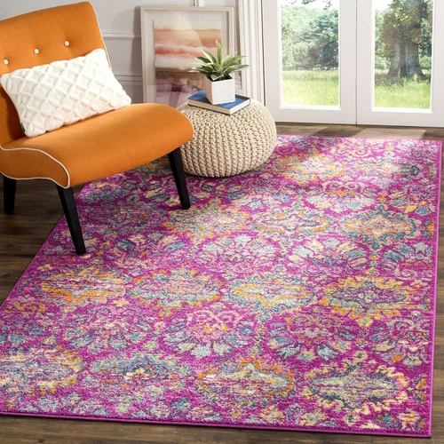 Vista 7 de SAFAVIEH Madison Collection - Alfombra decorativa de 2 pies 3 pulgadas x 3 pies 11 pulgadas, color azul y naranja, diseño de damasco bohemio,