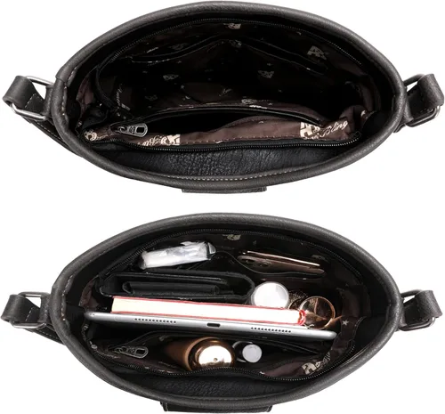 Vista 3 de American Bling Bolso cruzado para mujer, de cuero vegano, bolso de hombro de tamaño mediano con cartera, juego de 2 piezas
