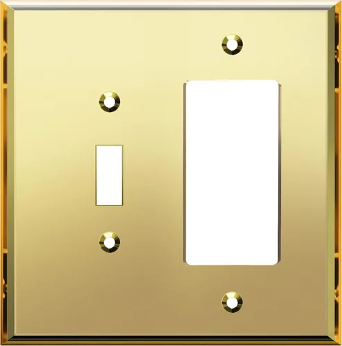 Vista 42 de LIDER Placa de pared dúplex para receptáculo, cubierta de salida con espejo, de gran tamaño, 1 cuadrilla Dorado