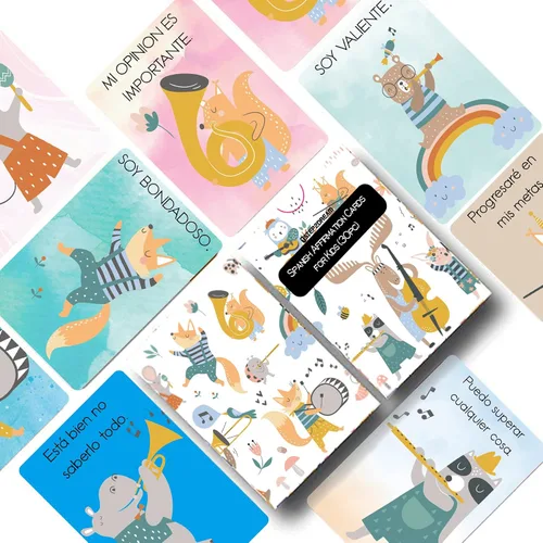 Vista 5 de 1step2dream Tarjetas de afirmación en español inglés para niños, motivación bilingüe, 30 tarjetas de empoderamiento positivo para estudiantes