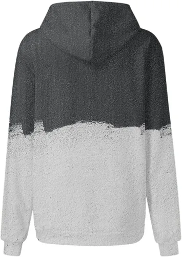 Vista 2 de Sudaderas con capucha con estampado casual para mujer, de manga larga, con cordón, blusas sueltas con bolsillo