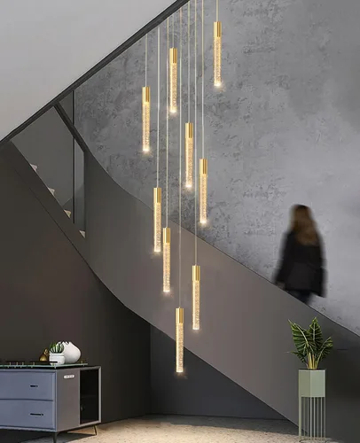 Vista 9 de Candelabros de luces largas para sala de estar, entrada, comedor moderno, luces LED, lámparas colgantes, lámparas de cristal, accesorios
