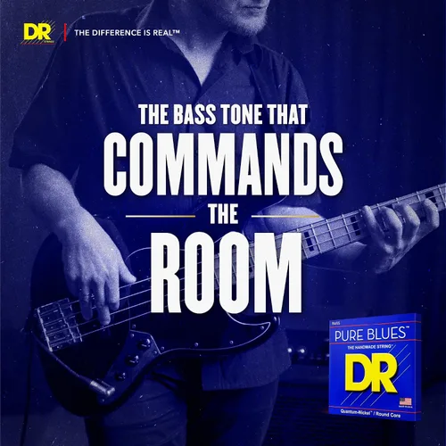 Vista 3 de DR Strings PURE BLUES - Cuerdas para bajo (PB-45), color plateado