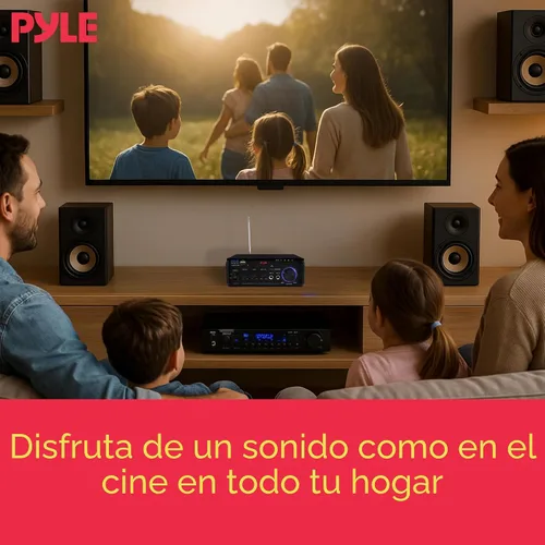 Vista 8 de Pyle Amplificador de potencia estéreo Bluetooth inalámbrico de 200 W, receptor de audio de doble canal con RCA, USB, SD, entrada de micrófono, radio