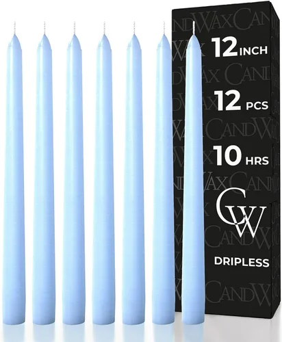 Vista 10 de CANDWAX Juego de 12 velas cónicas color naranja de 8 pulgadas, sin goteo, sin perfume, de larga duración, perfectas para fiesta de Halloween