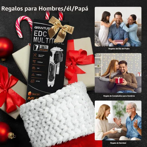 Vista 7 de Herramienta multiusos EDC Gear Multitool 7 en 1 con llave, abridor de botellas, rompecristales de ventana de coche, barra de palanca, destornillador
