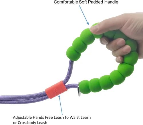 Vista 4 de Correa de perro manos libres, cintura elástica ajustable y correa cruzada con mango cómodo, cuerda de nailon resistente para perros pequeños a Negro
